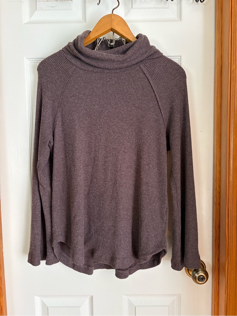 Michael Stars S Dusty Mauve Ribbed Cowl Neck Sweater Long Sleeve